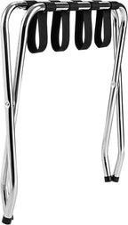 Tangkula Chrome Luggage Rack for Guest Room, No Assembly Required, Folding Metal Suitcase Stand with Nylon Belts, for Home Bedroom Guest Room Hotel, Luggage Rack, Silver (3)