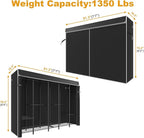 H50C Extra Large Clothes Rack with Cover, Freestanding Portable Closet, Covered Clothing Racks for Hanging Clothes, Heavy Duty Garment Rack, Wardrobe Closet with Black Cover Max Load 1350 Lbs