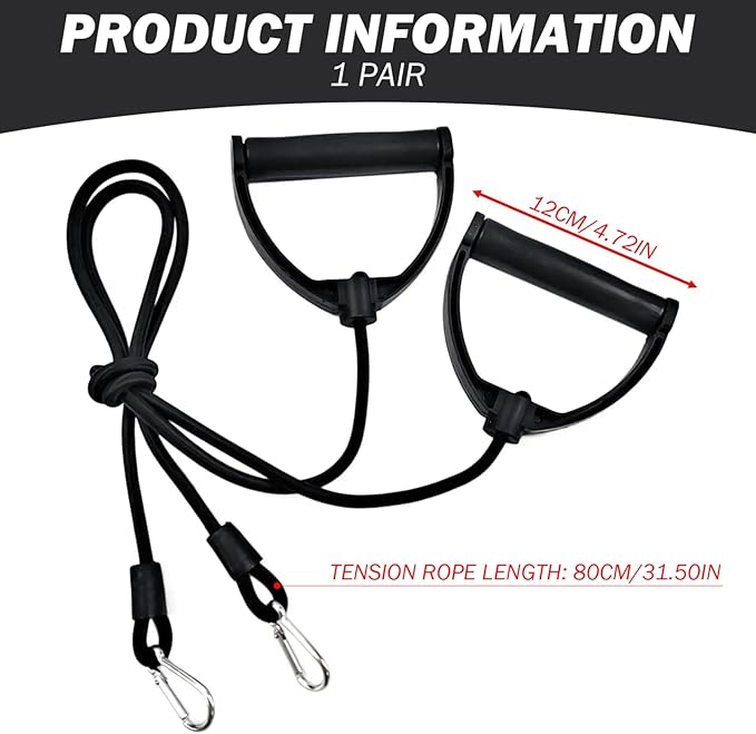 2Pcs Resistance Bands with Clips, Strong Resistance Band with ABS Handle, Exercise Bands Resistance, Replacement Cable Attachments for Gym Stepper Abdominal Machine, Resistance Bands with Clips