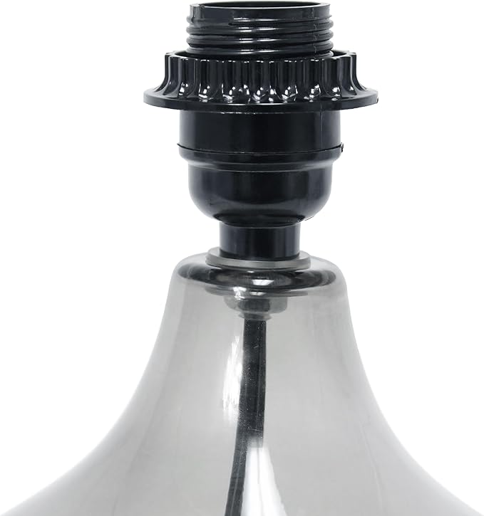 Simple Designs LT2063-SMG Small Glass Raindrop Bedside Table Lamp with Gray Fabric Shade, Smoke (Pack of 2)
