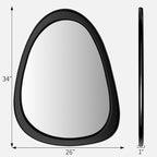 34"x 26" Irregular Wall Mirror, Black Frame Wood Asymmetrical Decorative Wall Wooden Mirror for Living Room Bedroom Entryway Bathroom Home Decor