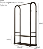 Sturdy metal clothes rack,Black freestanding clothing rack with bottom shelves and 6 side hooks,garment rack for hanging clothes,Modern wardrobe rack for Bedroom or cloakrooms