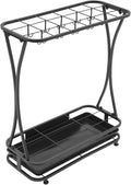Large Capacity Umbrella Organizer, Industrial Free Standing Umbrella Rack Umbrella Display Rack with Removable Drip Tray, 18 Slots 10 Hooks for Entrance Home Office Patio Decoration, Black