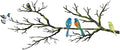 ESTART Metal Birds Wall Art, Metal Vivid Birds on Branch Silhouette Wall Decor Black Leaves with Bird Outdoor Hanging Wall Sculpture for Home Balcony Garden (Bright Color, Large)