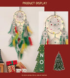 Christmas Rings Dream Catcher with Lights Handmade Christmas Dreamcatcher Hanging Decoration Home Wall Decoration Craft Ornament