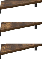 Furinno Rossi Triangle Floating Shelves for Wall, Set of 3 Geometric Corner Shelf, Wall Mounted Shelves for Bathroom, Home Office, Living Room, Amber Pine