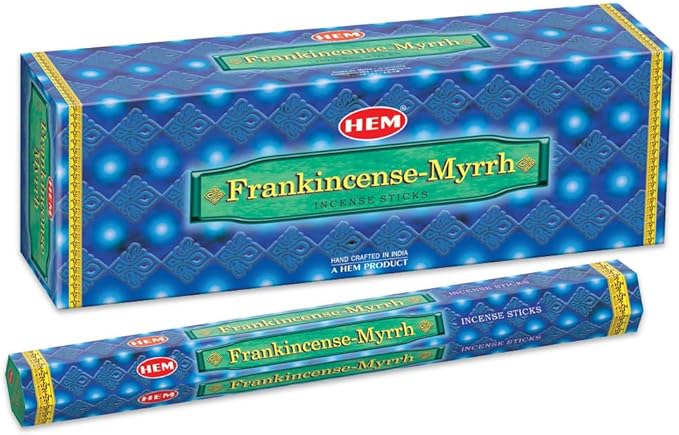 Hem Frankincense Myrrh Incense Sticks - 120 Count | Natural Air Purifying Aromatherapy | Calming and Cleansing Fragrance | Perfect for Meditation and Relaxation | Long-Lasting Burn.
