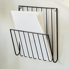 Black Wall Mounted Magazine Rack And File Holder – A Sturdy Iron Organizer For Mail, Letters, Folders, And Papers – Decorative For Home Office Or Study Room