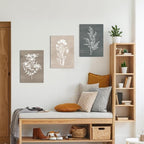 BINCUE Neutral Botanical Plant Canvas 6 Pieces Wall Art Rustic Wall Decor Farmhouse Wall Paintings Botanical Prints Simple Plants Wall Pictures Minimalist Flower Decor for Living Room Bedroom Bathroom Office Dining Room 12"x 16"