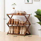 Bamboo Shoe Rack,Portable Folding Shoe Storage Rack,Without Installation Shoe Organizer for Corridors, Bedrooms and Other Spaces (3 Tier)