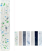 A&S Modern Stone Mezuzah Case Design, Mezuza Cover for Scroll Protection, Easy Peel and Stick Houswarming Gift and Home Blessing (Terrazzo Blue/Green, 6 Inches)
