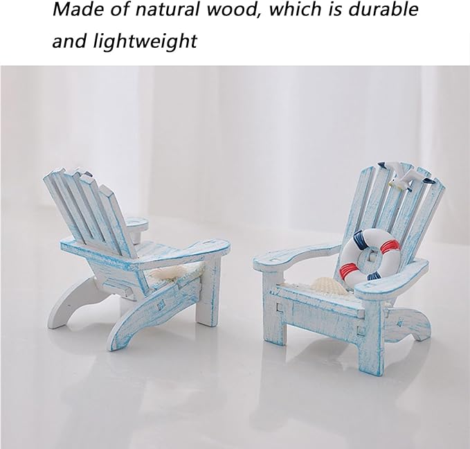 2 Pack Wooden Handmade Mini Chair Box Beach Decor Nautical Theme Decoration for Home Office Desk (Sailboat)
