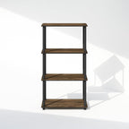 Furinno Turn-N-Tube Book Shelf, 4-Tier Bookshelf, Bookcase with Multipurpose Compact Display Rack, 11.6 x 23.6 x 43.2, for Living Room, Bedroom, Home Office, Columbia Walnut/Black