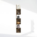Furinno Rossi 5-Tier Floating Corner Shelf for Wall, Corner Zigzag Shelf Wall Mounted, Radial Wall Mount Shelves, for Home Office, Living Room, Bedroom, Bathroom, Columbia Walnut