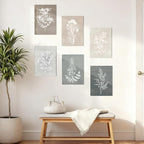 BINCUE Neutral Botanical Plant Canvas 6 Pieces Wall Art Rustic Wall Decor Farmhouse Wall Paintings Botanical Prints Simple Plants Wall Pictures Minimalist Flower Decor for Living Room Bedroom Bathroom Office Dining Room 12"x 16"