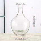 Ryddelighome Large Clear Glass Vase 12 Inch - Round Glass Vase for Flowers, Clear Round Vase Pampas Grass Decor, Glass Jar Table Centerpiece Home Decor