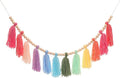 Colorful Tassel Garland Yarn Bunting Banner with Wood Bead for Kids Nursery Room Bedroom Wall Hanging Decor Birthday Party Baby Shower Wedding Decor