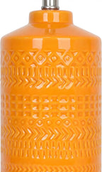 JUNNAI 25" Modern Orange Ceramic Table Lamp for Living Room Nightstand 3-Way Dimmable Farmhouse Lamp for Bedroom Bedside Entryway Tabletop Office with White Slub Fabric Lampshade (Bulb Included)