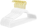 MIZGI Premium Velvet Hangers Pack 50 Pcs Heavyduty - Non Slip Slimline - Velvet Suit Hangers White - Gold Hooks,Space Saving Clothes Hangers
