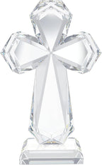 YWHL Clear Crystal Standing Cross Figurine Decor, Holy Cross Collectible Figurines Decoration, Religious Gifts for Women Men, Handmade Christian Easter Cross for Home Office