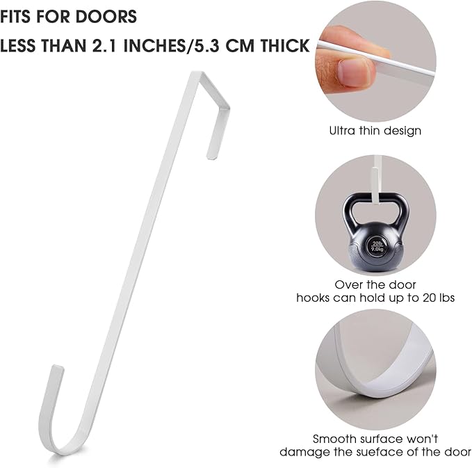12 in Wreath Hanger White Wreath Hangers for Front Door Wreaths Hangers Hook Over The Door Hook for Christmas Wreaths Holder Decorative Halloween Easter Hanging Hooks Decor