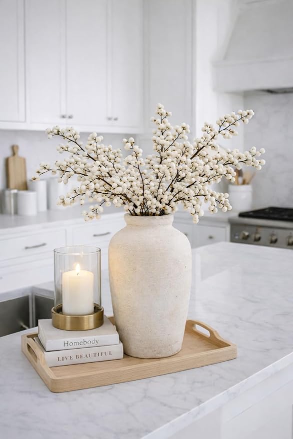 Emotionally Grounded Vase, Vaseking Large Ceramic Rustic Vase, 11 inch Minimalist Decorative Farmhouse Tall Vases for Home Decor, Living Room, Enterway, Table Decoration, White
