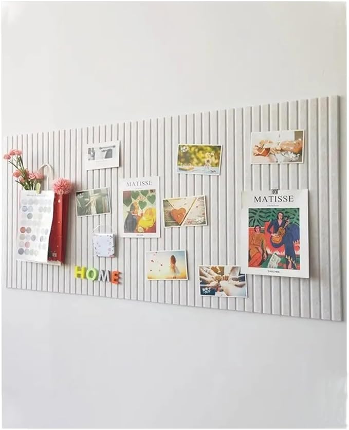 48 x 32 inches Large Bulletin Board, Decorative Felt Pin Board, 0.35“ Thick Foldable Photo Display Board with Self-Adhesive Tape, Vision Board for School Home Kitchen Office Walls - Beige