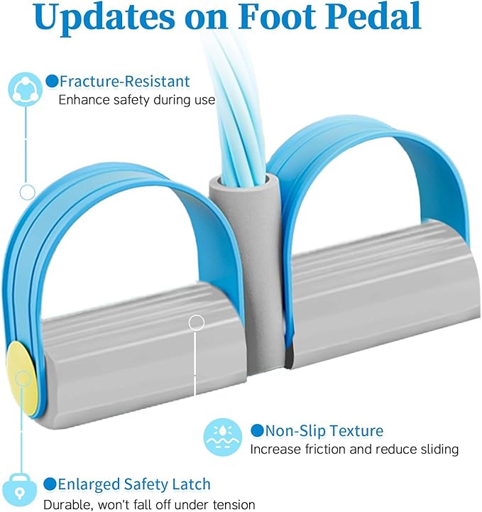 Pedal Resistance Bands with Handles, Durable 6-Tubes Multifunction Pedal Resistance Band, Natural Rubber Foot Pedal Resistance Bands, Fitness Resistance Bands for Abdomen, Waist, Arm, Leg