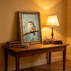 Large Gold Framed Bird Canvas Wall Art Vintage Bird Beige Sparrow painting Decor Pictures Sparrow on Branch Bedroom Living Posters Prints for Corridor Classroom Bedroom Kitchen Room Decoration