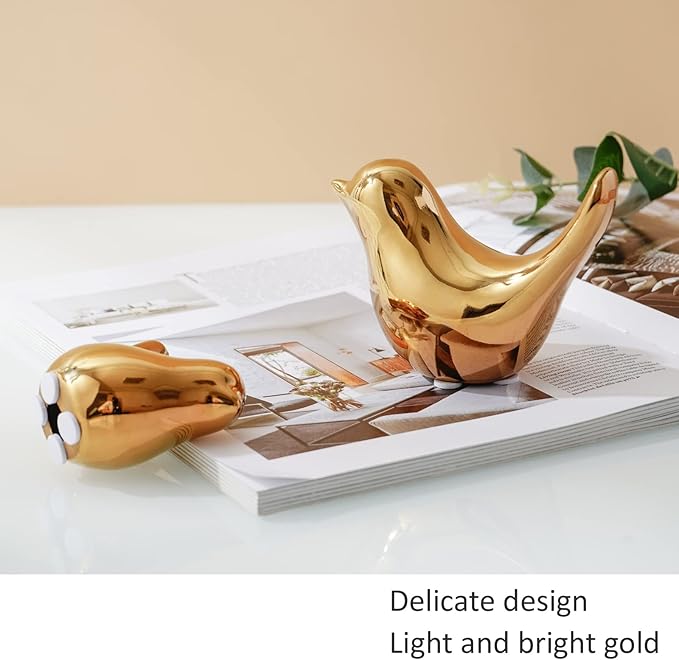 Notakia Gold Home Decor Small Birds Statues Modern Style Decorative Ornaments for Living Room Decor, Bedroom, Office Desktop, Cabinets (2Pcs Gold Birds)