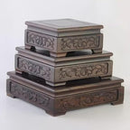 GOLDY&WENDY Handmade Solid Wood Display Stand Square Rosewood Carved Vase Plant Lamp Pedestal Home Decor Base