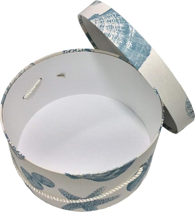 Sarah's Hat Boxes Classic Shells Hat Box – 11" x 5.5" (Dia. x Ht.) Handmade in USA – Odorless Non-Toxic Adhesive, Cording Handle – Premium Storage for Hats & Accessories