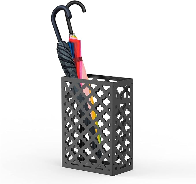 Mango Steam Trellis Umbrella Holder Stand for Home or Office Entryways (Black, Trellis)