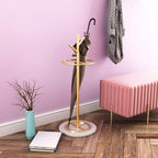 WXYZ Golden Umbrella Stand with Branch Shape, Creative Wrought Iron Umbrella Barrel with Solid Marble Base, Decorative Ornaments 32x55cm (Color : Gold+White)