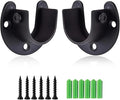 Stainless Steel Closet Rod Bracket, 3/4 Inch Diameter Closet Rod Holder 2 Pcs, Heavy Duty Black Curtain Holder with Screws