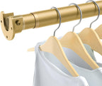 Closet Rods for Hanging Clothes, 17 to 84 Inch Heavy Duty Stepless Adjustable Closet Hanging Rod, 1.3 Inch Diameter Metal Closet Rod for Wardrobes Laundry Bedroom RV, Gold