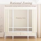 Portable Closet,Garment Rack,Heavy Duty Clothes Rack with Cover,Wardrobe Closet with 3 Hanging Rods, 9 Storage Shelves,55.1" L x 17.7" W x 67.7" H,Pale Yellow