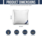Utopia Bedding Throw Pillow Inserts (Pack of 2, White), 18 x 18 Inches Decorative Indoor Pillows for Sofa, Bed, Couch, Cushion Sham Stuffer
