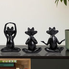 Suoedd Black Frog Figurines Yoga Decor Set of 3 –Frog Yoga Statues for Modern Living Room Table Office Bookshelf Shelves Home Sculptures Decor
