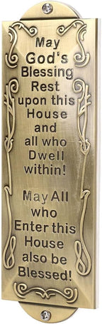 BRTAGG Metal Mezuzah For Door, Install Use Double-sided Tape, 6" High by 2" Wide for Front Door, Blessing House, Bless People, English Scripture, Easy Peel and Stick Mezuzahs Cover Jewish Gifts