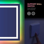 LOAAO 40"X32" LED Bathroom Mirror with Lights, Anti-Fog, Dimmable, RGB Backlit + Front Lighted, Bathroom Vanity Mirror for Wall, Memory Function, Colorful Multiple Light Modes