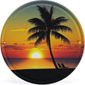 Wall Picture, with Sunset Palm Tree Printed Circular Iron Hanging Picture,Wall Art Decor,Home for Bedroom Living Room Bathroom Decor,Iron Painting 11.8X11.8 in