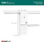 ClosetMaid SuiteSymphony Hanging Closet Kit Includes (1) Tower, (3) Closet Rods, (4) Shelves, (3) Top Shelves w/Brackets, (3) Drawer, and (1) Closet Door Set, White