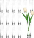 Fixwal 15 Pack Glass Cylinder Bud Flower Vases for Centerpieces Clear Small Glass Vases for Wedding Decorations,Handmade Clear Glass Vases for Party Decor,Cylinder Vases in Bulk for Home Decor