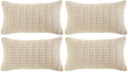 Fancy Homi 4 Packs Decorative Throw Pillow Covers for Living Room Couch Bed, Modern Farmhouse Boho Home Décor Accent Cushion Case, 20" x 12", Cream