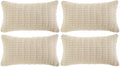 Fancy Homi 4 Packs Decorative Throw Pillow Covers for Living Room Couch Bed, Modern Farmhouse Boho Home Décor Accent Cushion Case, 24" x 14", Cream