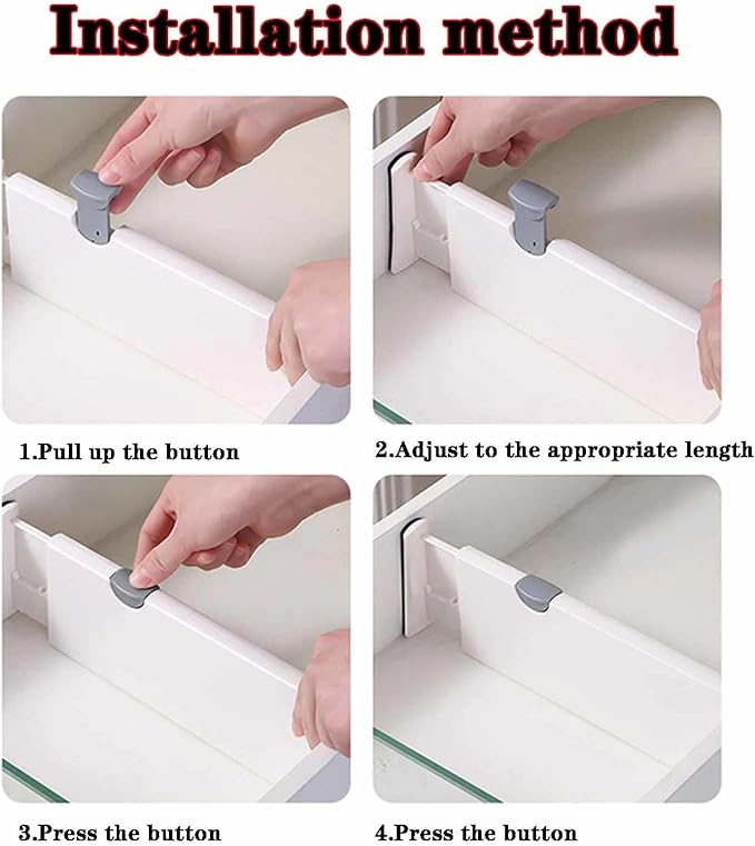 4 Pack Drawer Dividers for Clothes, 3.94" High 14.94"-21.26" Adjustable Expandable Dresser Drawer Organizer, Clear Plastic Separators for Dresser, Baby Clothing, Underwear, Cosmetic
