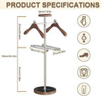 Metal Valet Stand with Tray, Clothes Valet Stand for Men with 2 Suit Hangers, Multifunctional Suit Valet Stand with Sturdy Base, for Entryway, Bedroom, Office H:54.33IN