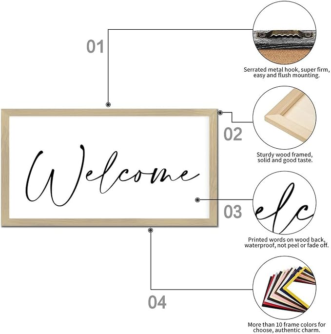 Positive Saying Wood Sign with Scripture Verses Welcome Chic Style 12x22in Beige Frame Wooden Plaque for Cottage Washroom Cafe Bar Garden Yard Farmhouse Porch Wall Decor Birthday Housewarming Gift