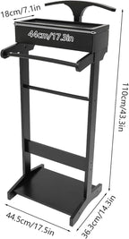 Suit Valet Stand, Suit Rack with Top Tray Velvet-Lined Jewelry Storage & Shoe Rack, Freestanding Clothing Valet Stand Clothes Stand for Storing Men & Women's Suit Pant Shoes Tie Belt Watches Jewelry